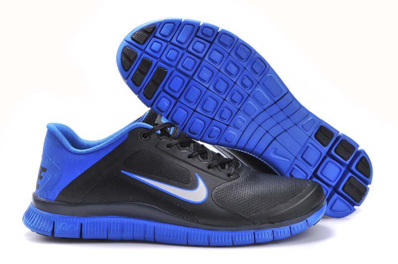 Hot Nike Free4.0 Men Shoes White/Blue/Black